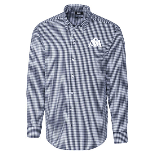  Cutter & Buck Navy Gingham Long Sleeve Button Down - SM Athletic Interlock