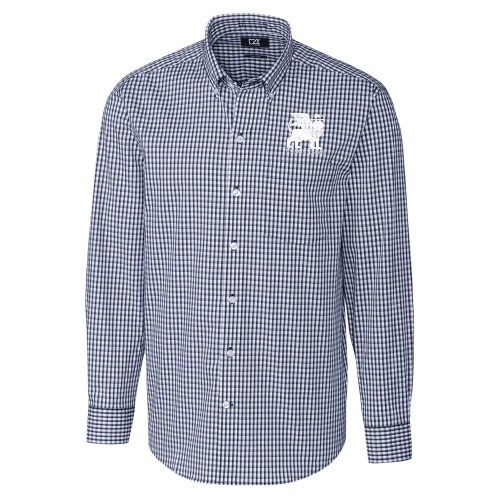 Cutter & Buck Navy Gingham Long Sleeve Button Down - Lions St. Marks