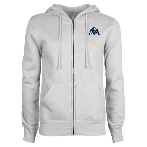  ENZA Womens White Fleece Full Zip Hoodie - SM Athletic Interlock