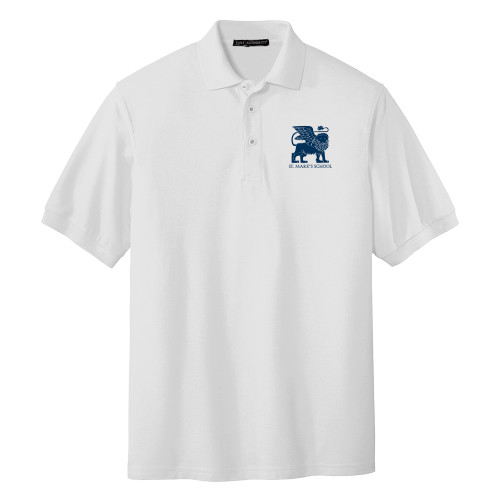  White Silk Touch Polo - Lions St. Marks