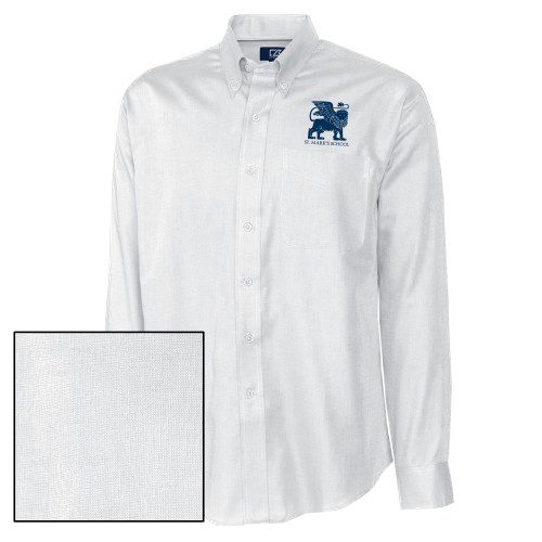  Cutter & Buck Nailshead Long Sleeve Button Down White - Lions St. Marks