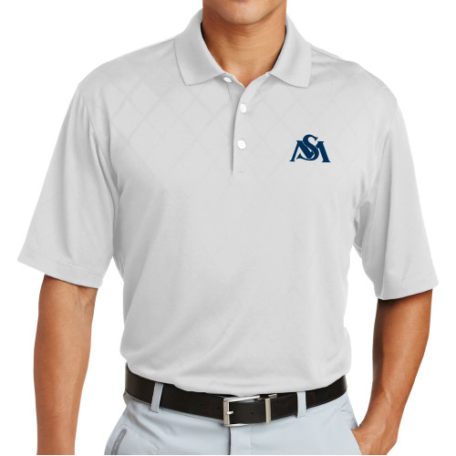  Nike Dri Fit White Cross Over Texture Polo - SM Athletic Interlock