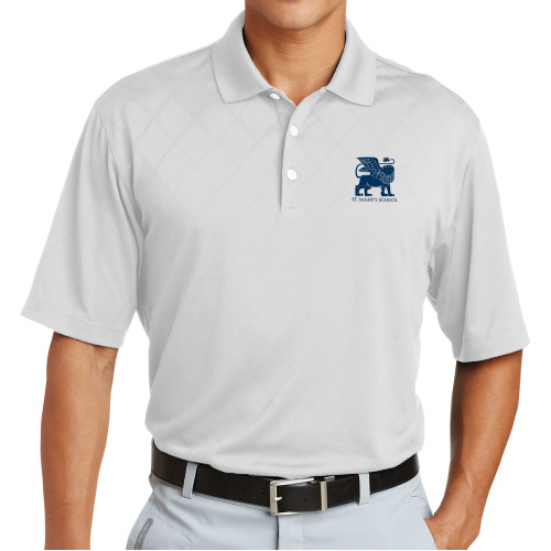  Nike Dri Fit White Cross Over Texture Polo - Lions St. Marks