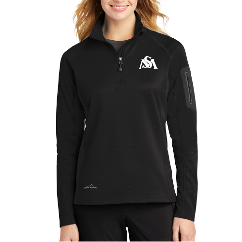  Eddie Bauer Womens Black 1/2 Zip Performance Fleece - SM Athletic Interlock