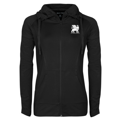 Womens Black Sport Wick Stretch Full Zip Jacket - Lions St. Marks