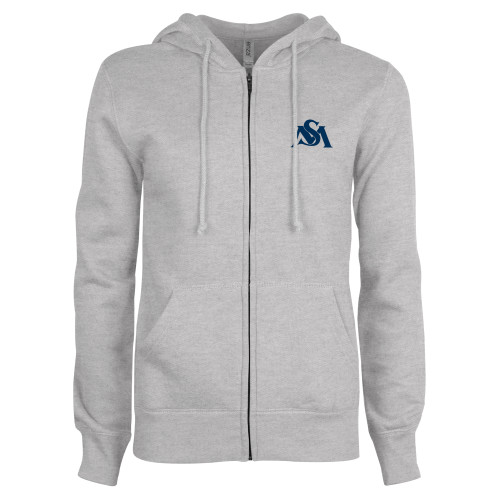  ENZA Womens Grey Fleece Full Zip Hoodie - SM Athletic Interlock