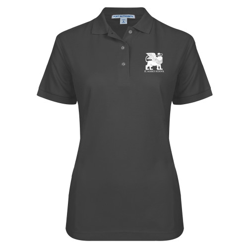  Womens Silk Touch Charcoal Pique Polo - Lions St. Marks