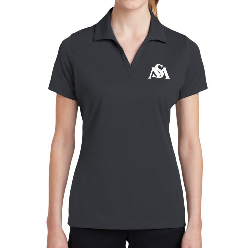  Womens Charcoal Dry Mesh Polo - SM Athletic Interlock