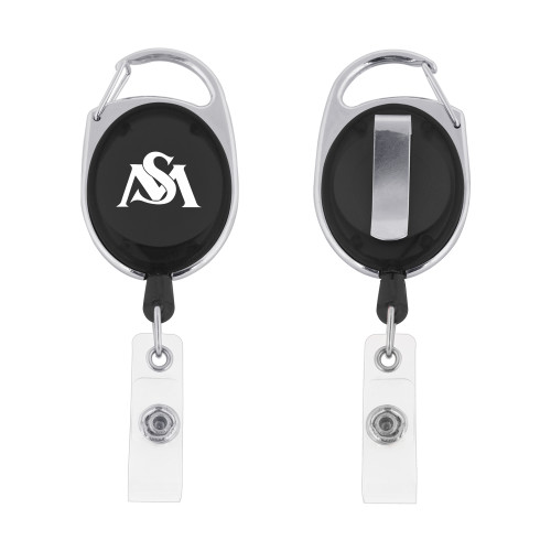  Black Oval Retractable Badge Holder w/Clip