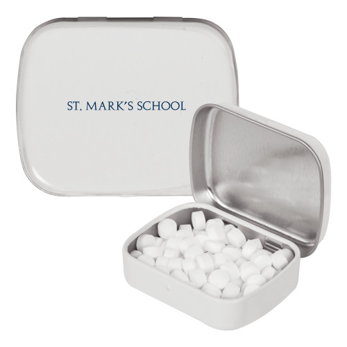  White Rectangular Peppermint Tin - St. Marks Wordmark