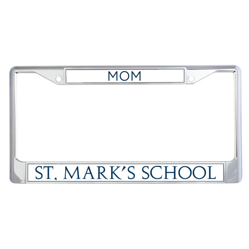  Mom Metal License Plate Frame in Chrome - St. Marks Wordmark