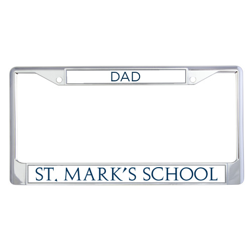  Dad Metal License Plate Frame in Chrome - St. Marks Wordmark