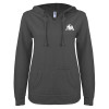 Thumbnail image for  ENZA Womens Dark Heather V Notch Raw Edge Fleece Hoodie