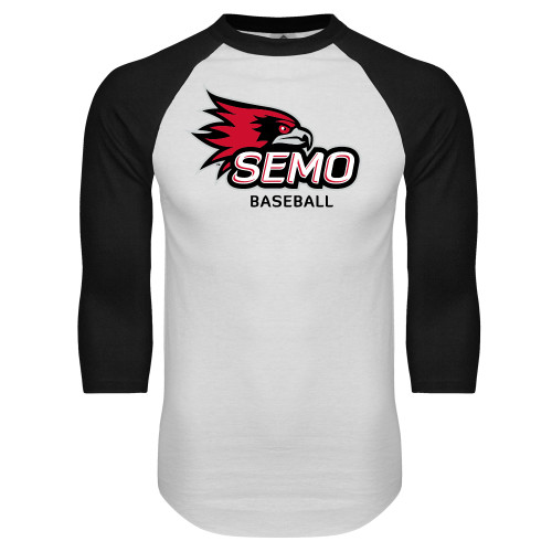  White/Black Raglan Baseball T Shirt - Baseball