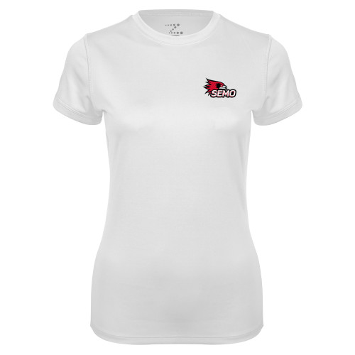  Womens White Performance Tee - SEMO Logo for Vinyl