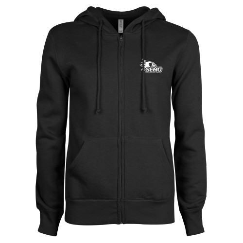  ENZA Womens Black Fleece Full Zip Hoodie - SEMO Logo for Vinyl