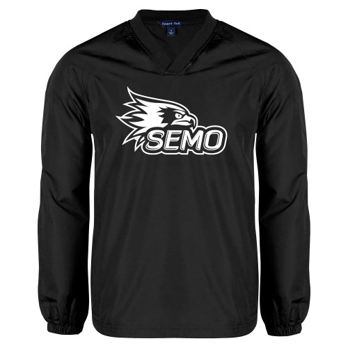  Black V Neck Raglan Windshirt - SEMO Logo