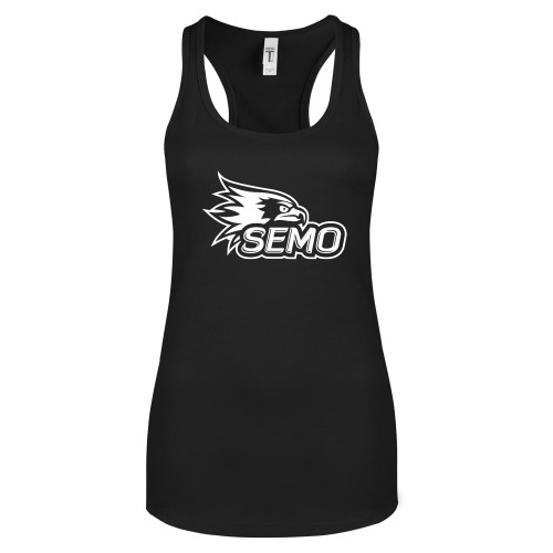  Next Level Womens Black Racerback Tank  - SEMO Logo