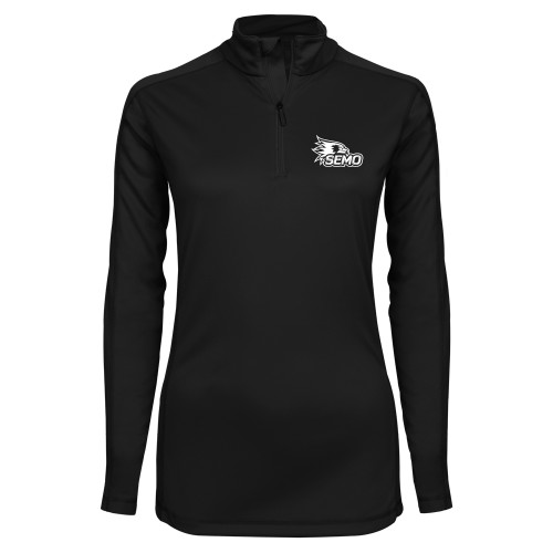  Syntrel Womens Black Interlock 1/4 Zip - SEMO Logo for Vinyl