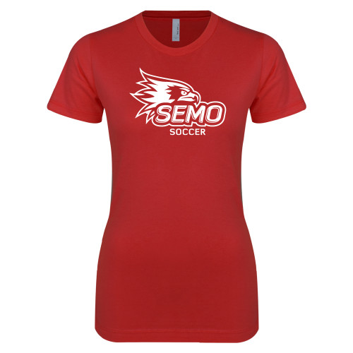  Next Level Womens Red Boyfriend Tee - Soccer