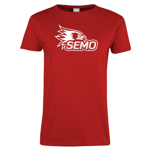  Womens Short Sleeve Red Tee - SEMO Logo