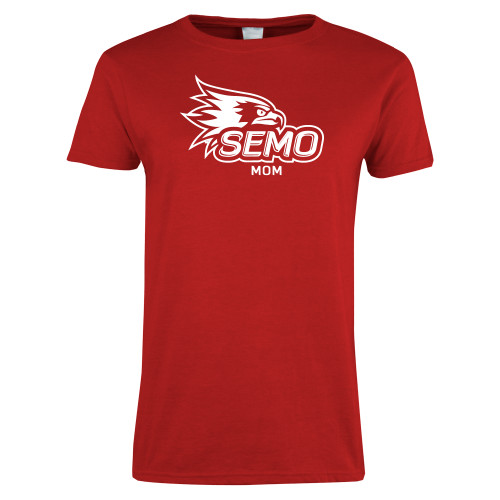  Womens Short Sleeve Red Tee - Mom