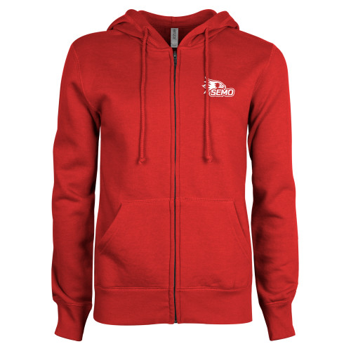  ENZA Womens Red Fleece Full Zip Hoodie - SEMO Logo for Vinyl