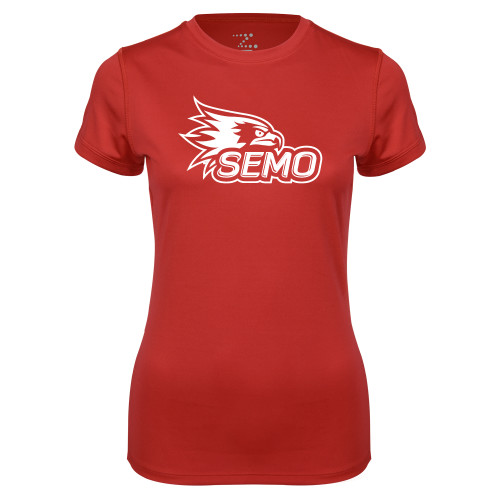  Womens Red Performance Tee - SEMO Logo