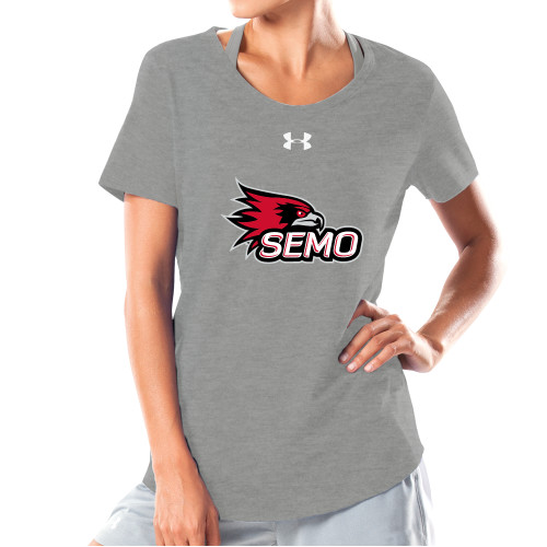  Under Armour Womens Grey Charged Cotton Tee - SEMO Logo