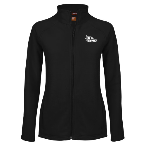  Womens Black Fleece Full Zip Jacket - SEMO Logo Embroidery