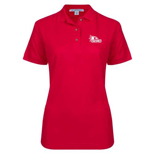 Womens Silk Touch Red Pique Polo - SEMO Logo Embroidery