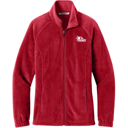  Womens Red Fleece Full Zip Jacket - SEMO Logo Embroidery