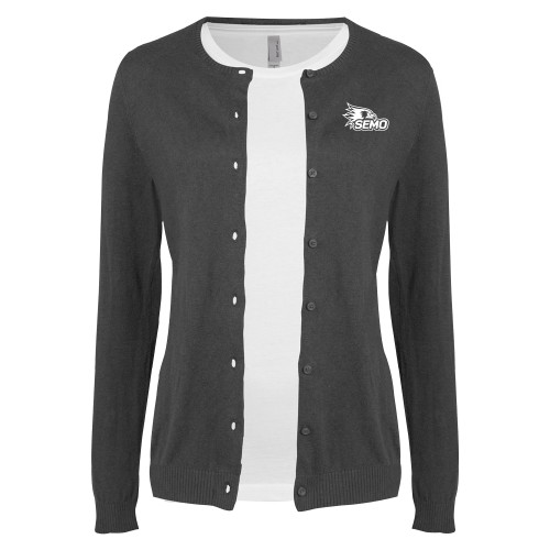  Womens Charcoal Cardigan Sweater - SEMO Logo Embroidery