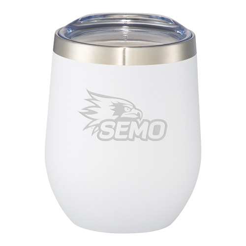  Bookstore Corzo Vacuum Insulated White Cup 12oz - SEMO Logo Embroidery Engraved