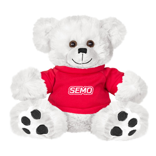  Plush Big Paw 8 1/2 inch White Bear w/Red Shirt - SEMO Wordmark for Vinyl