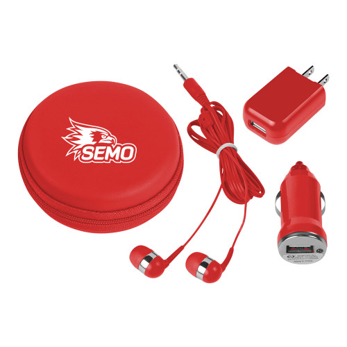  3 in 1 Red Audio Travel Kit - SEMO Logo Embroidery