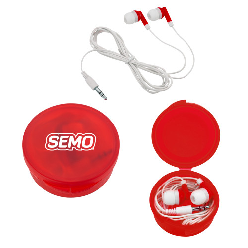  Ear Buds in Red Case - SEMO Wordmark Embroidery