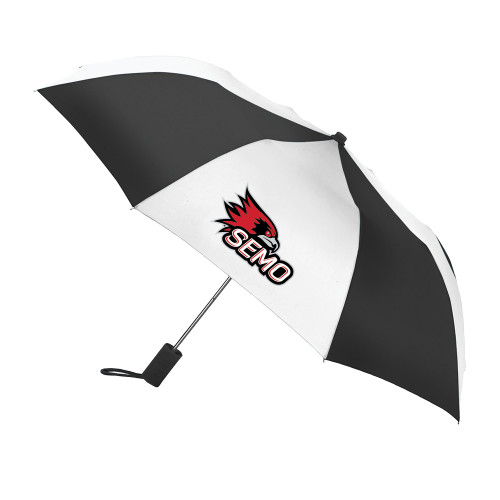  42 Inch Slim Stick Black/White Umbrella - SEMO Logo for Vinyl