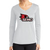 Thumbnail image for  Womens White Performance Long Sleeve V Neck Shirt