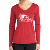 Thumbnail image for  Womens Red Performance Long Sleeve V Neck Shirt
