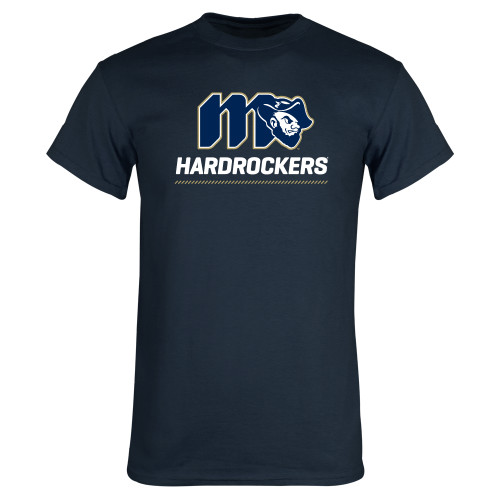  Navy T Shirt - Grubby Hardrockers Lockup Gold
