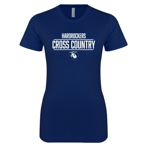  Next Level Womens Navy Boyfriend Tee - Cross Country Stacked