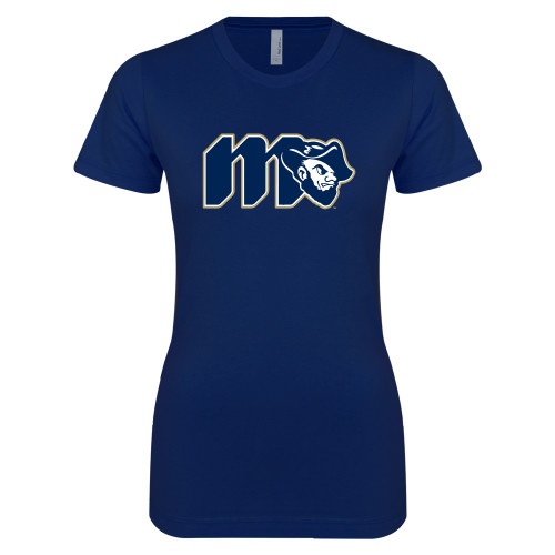  Next Level Womens Navy Boyfriend Tee - Grubby Lockup Gold Outline