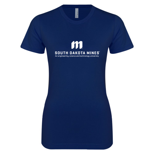 Next Level Womens Navy Boyfriend Tee - Institutional Mark Stacked