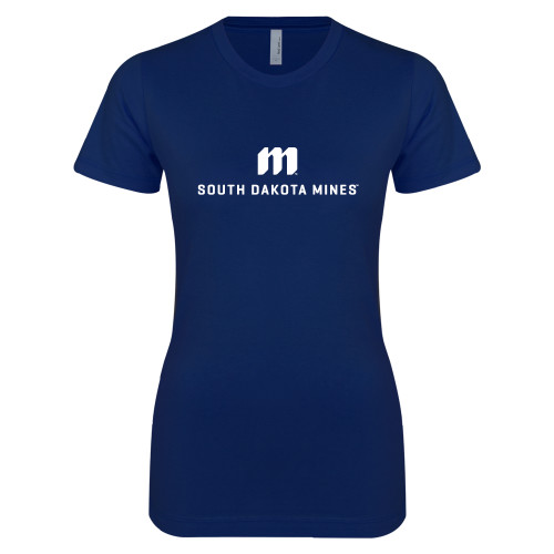  Next Level Womens Navy Boyfriend Tee - Institutional Mark Centered