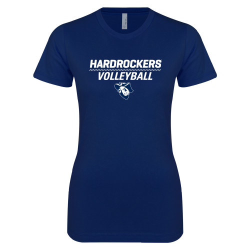  Next Level Womens Navy Boyfriend Tee - Volleyball