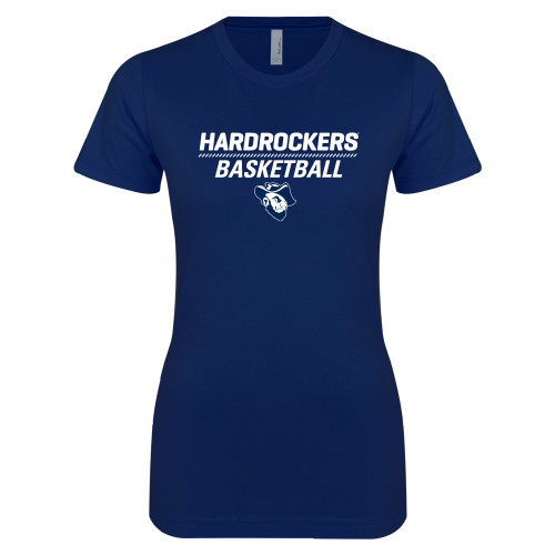  Next Level Womens Navy Boyfriend Tee - Basketball