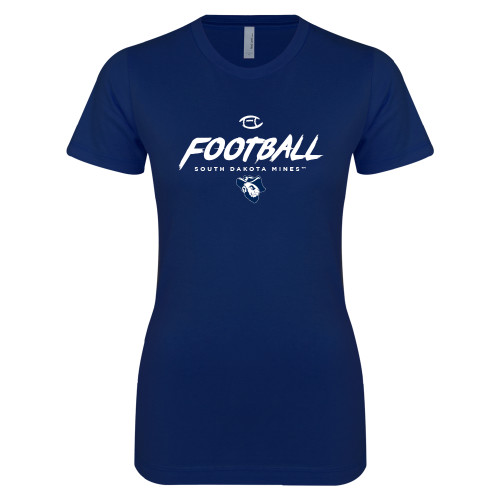  Next Level Womens Navy Boyfriend Tee - Footbal Distrssed