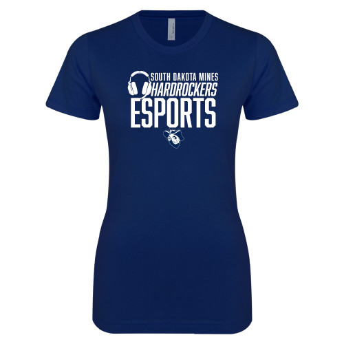  Next Level Womens Navy Boyfriend Tee - ESports Headgear