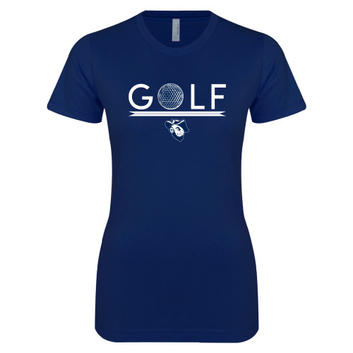  Next Level Womens Navy Boyfriend Tee - Golf Ball in Golf
